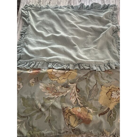 Pottery Barn Vanessa Floral & Blue Standard Pillow Cover Shams Linen Blend LOT - Picture 1 of 9